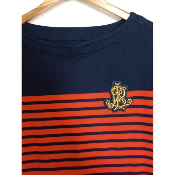 Lauren Ralph Lauren Striped Long Sleeve Top Red & Navy Blue Cotton - Picture 3 of 10